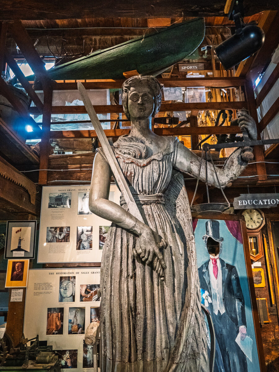 Historic Lady Justice statue on display at Westport Ontario museum